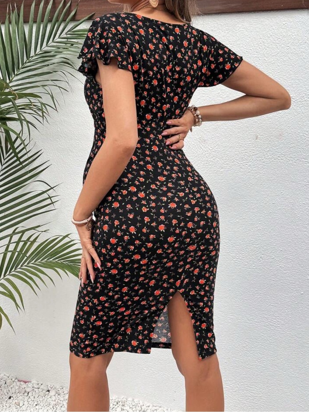 Floral Maternity Cutout Midi Dress - Picture 2 of 3